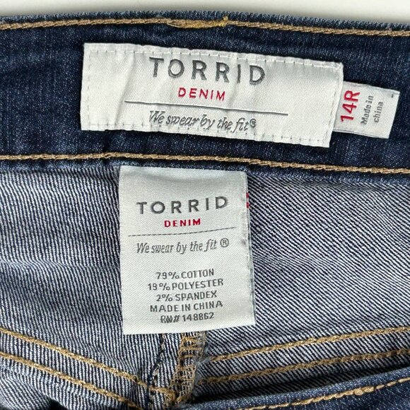 Torrid Jeans Womens 14 Regular Curvy Super Stretch Skinny High‎ Rise Blue Casual - Picture 12 of 16